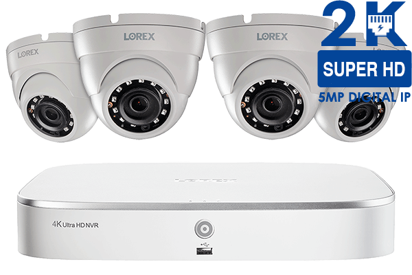 PACK NVR 8 canaux 4K Ultra HD 2 To avec 4 caméras IP Dôme 2K de 5MP LN1081-45	